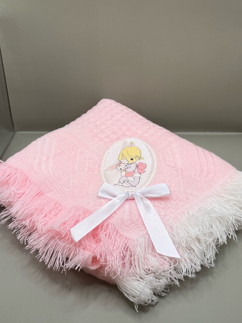 Vintage Precious Moments Baby Girl Pink Blanket Lovey 1999